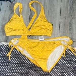 vintage Roxy swimsuit yellow polka dot bikini